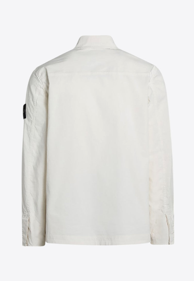 Stone Island Compass Patch Button-Up Jacket White S151200026S0063/Q_STONE-V0093