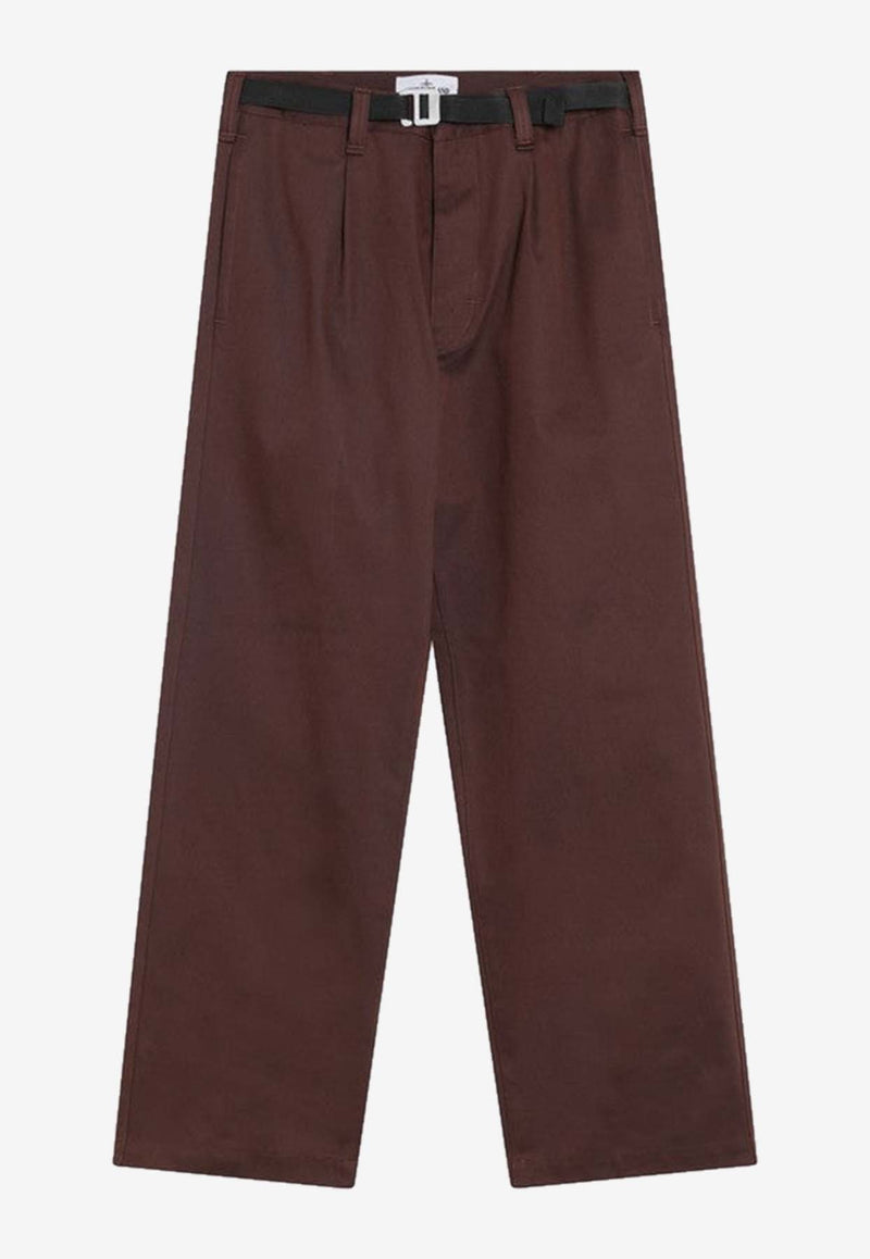 Stone Island Belted Straight-Leg Pants Brown S153100015S0X19/R_STONE-V0071