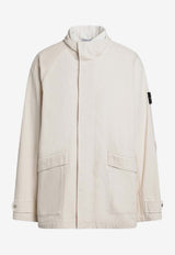 Stone Island Stand-Collar Parka with Elbow Patches Ivory S154100002S00T1/R_STONE-V0093