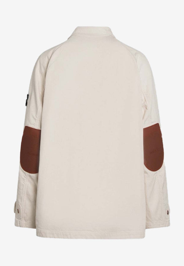 Stone Island Stand-Collar Parka with Elbow Patches Ivory S154100002S00T1/R_STONE-V0093