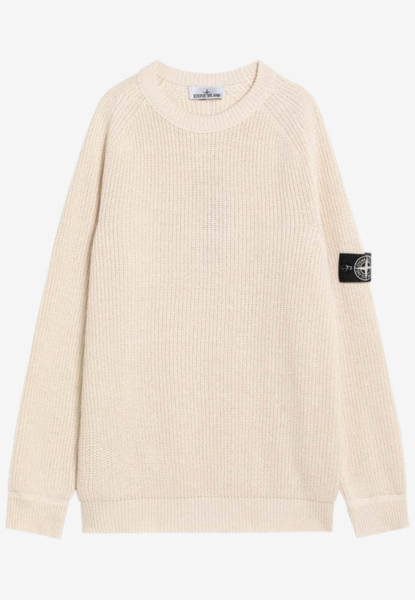 Stone Island Compass Patch Knitted Sweater Ivory S155100012S00TA/R_STONE-V0093
