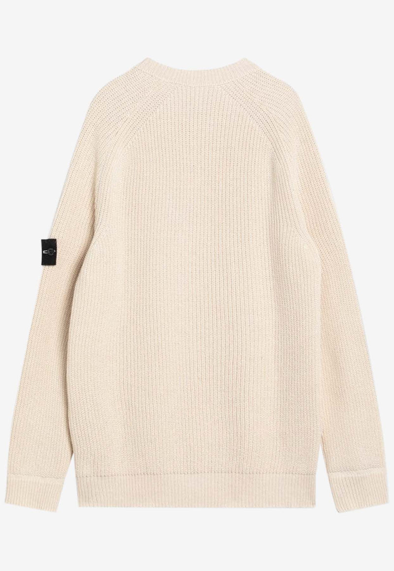 Stone Island Compass Patch Knitted Sweater Ivory S155100012S00TA/R_STONE-V0093