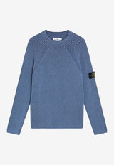 Stone Island Ribbed Knit Wool Sweater Blue S155100023S00L7/R_STONE-V002B