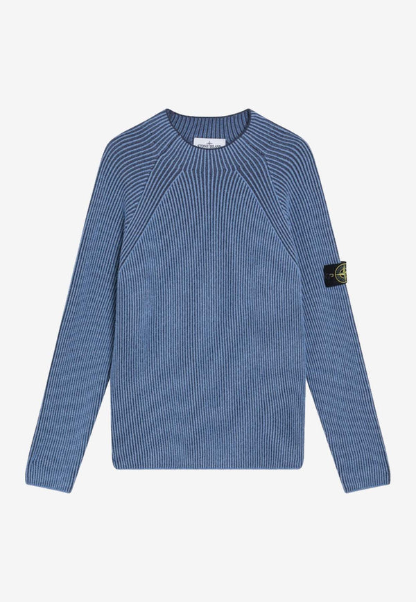 Stone Island Ribbed Knit Wool Sweater Blue S155100023S00L7/R_STONE-V002B