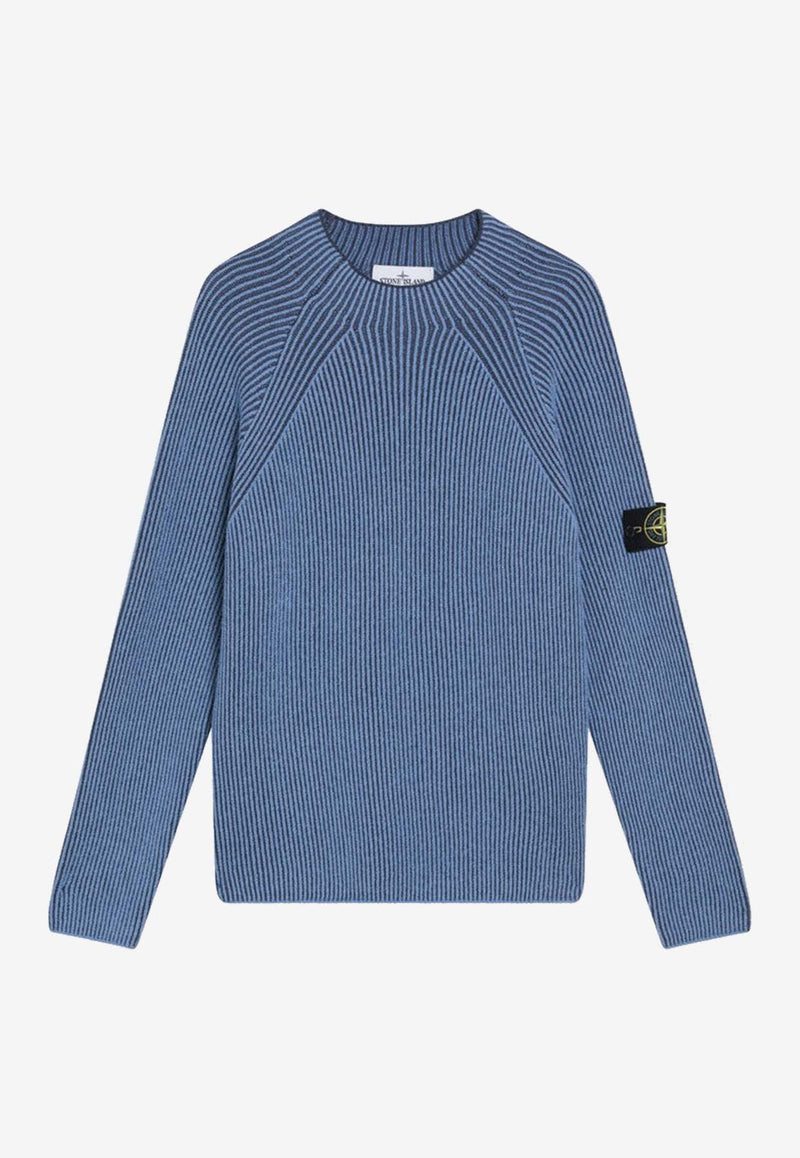 Stone Island Ribbed Knit Wool Sweater Blue S155100023S00L7/R_STONE-V002B