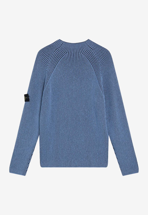 Stone Island Ribbed Knit Wool Sweater Blue S155100023S00L7/R_STONE-V002B