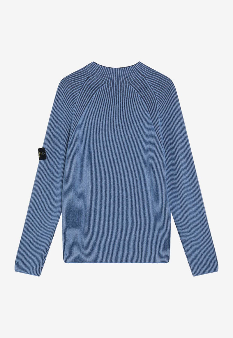 Stone Island Ribbed Knit Wool Sweater Blue S155100023S00L7/R_STONE-V002B