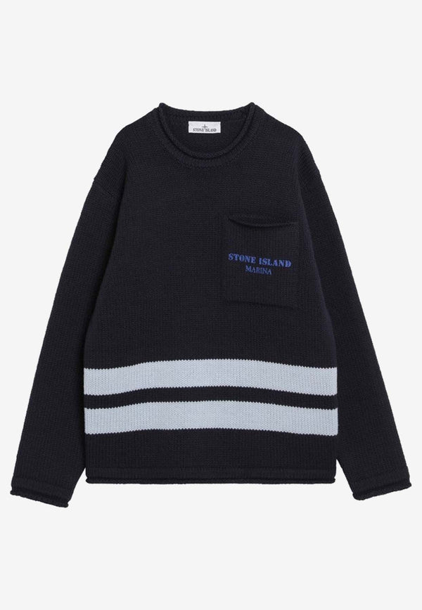 Stone Island Knitted Wool Sweater Blue S155100029S00XD/R_STONE-V002A