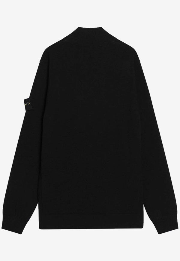 Stone Island Zip-Up Wool Blend Logo Cardigan Black S155100062S00A1/R_STONE-V0029