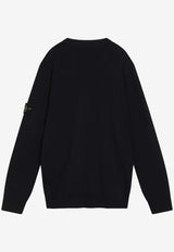 Stone Island Logo Patch Crewneck Sweater Blue S155100071S00C4/R_STONE-V0020