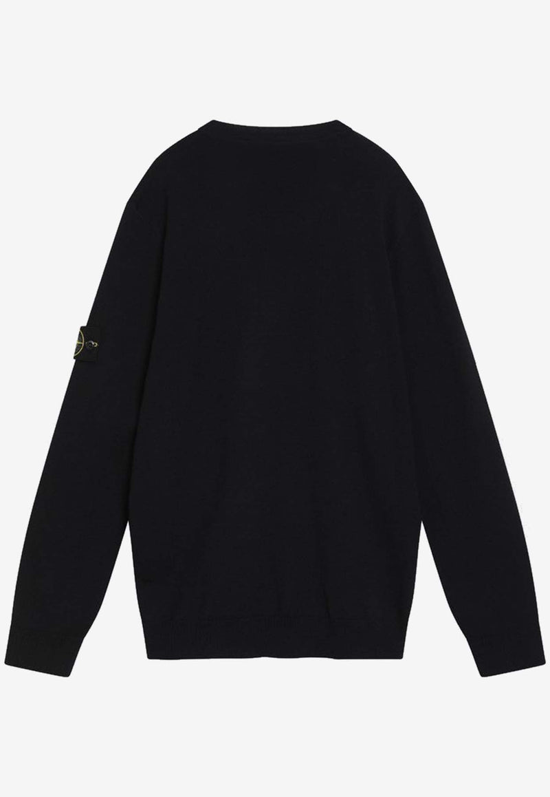 Stone Island Logo Patch Crewneck Sweater Blue S155100071S00C4/R_STONE-V0020