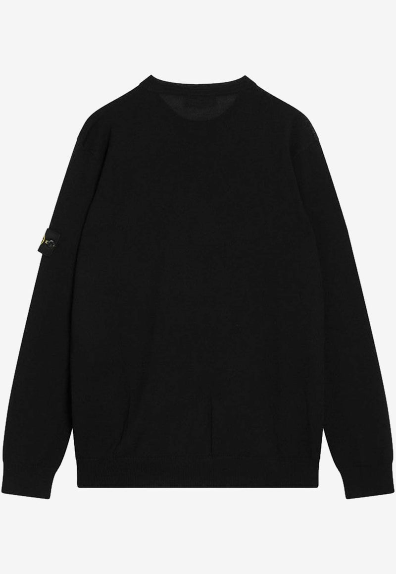 Stone Island Logo Patch Wool Sweater Black S155100071S00C4/R_STONE-V0029
