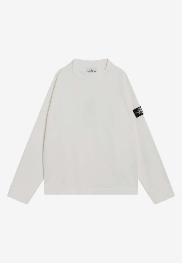Stone Island Compass Patch Sweatshirt with Gradient Elbow White S156100001S00T2/R_STONE-V0099