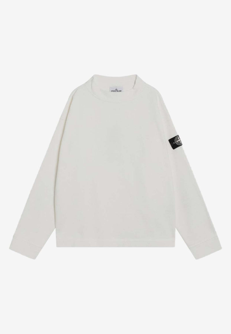 Stone Island Compass Patch Sweatshirt with Gradient Elbow White S156100001S00T2/R_STONE-V0099