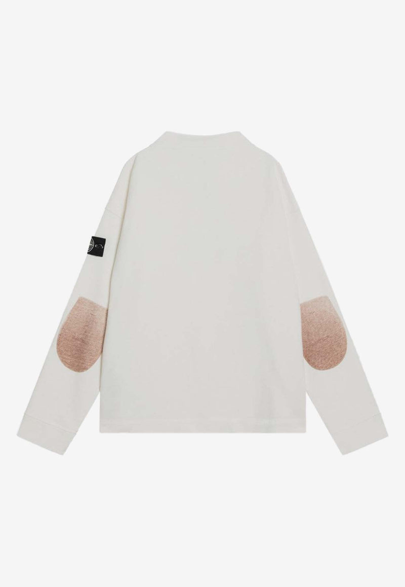 Stone Island Compass Patch Sweatshirt with Gradient Elbow White S156100001S00T2/R_STONE-V0099