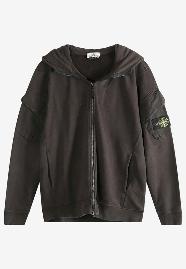 Stone Island Zip-Up Logo Hoodie  Gray S156100009S0A20/R_STONE-V0062