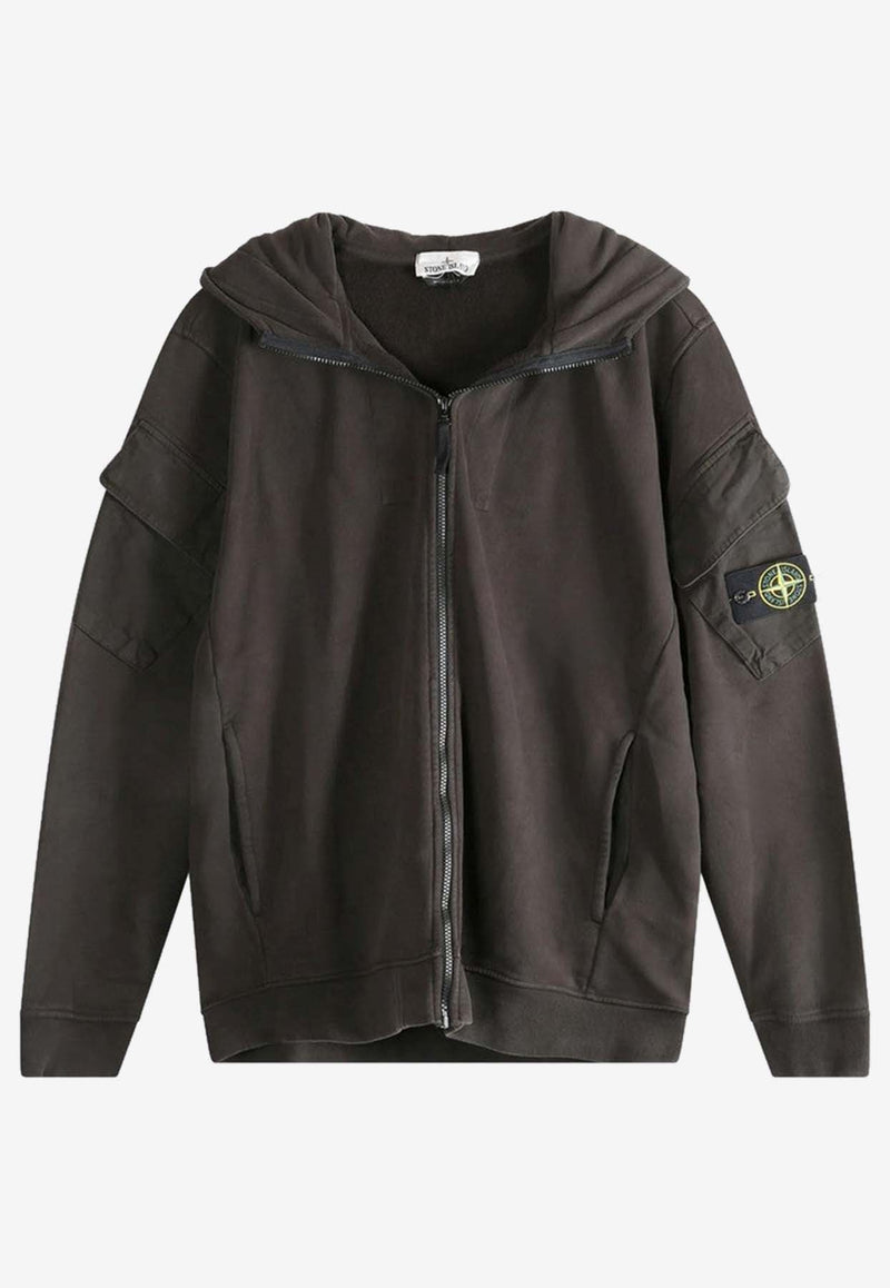 Stone Island Zip-Up Logo Hoodie  Gray S156100009S0A20/R_STONE-V0062