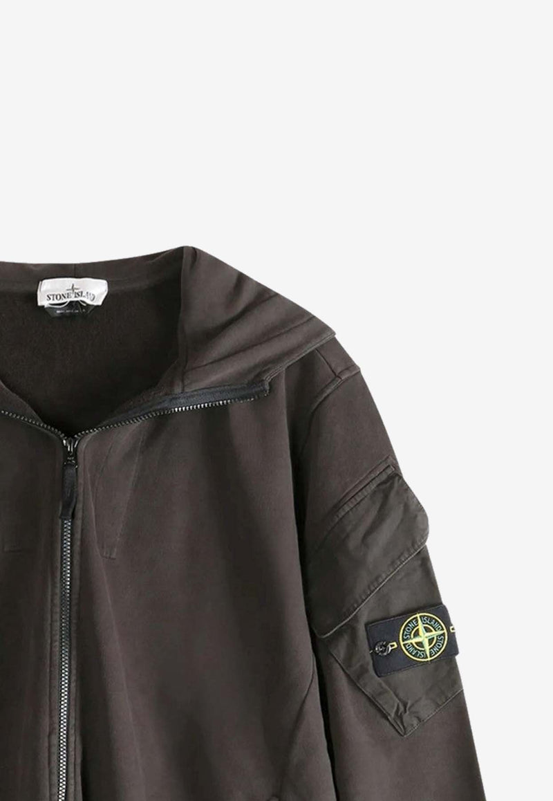 Stone Island Zip-Up Logo Hoodie  Gray S156100009S0A20/R_STONE-V0062