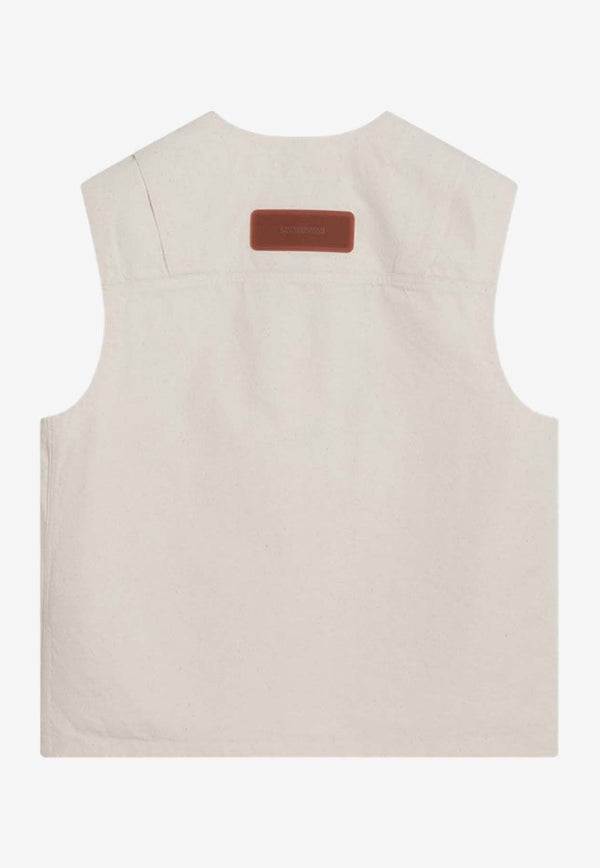 Stone Island Buttoned V-neck Vest White S15G100012S00T1/R_STONE-V0093