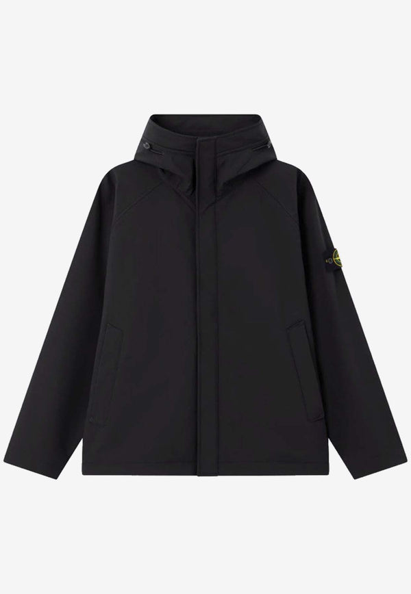 Stone Island Logo Patch Zip-Up Short Parka Black S15Q100010S0B22/R_STONE-V0029