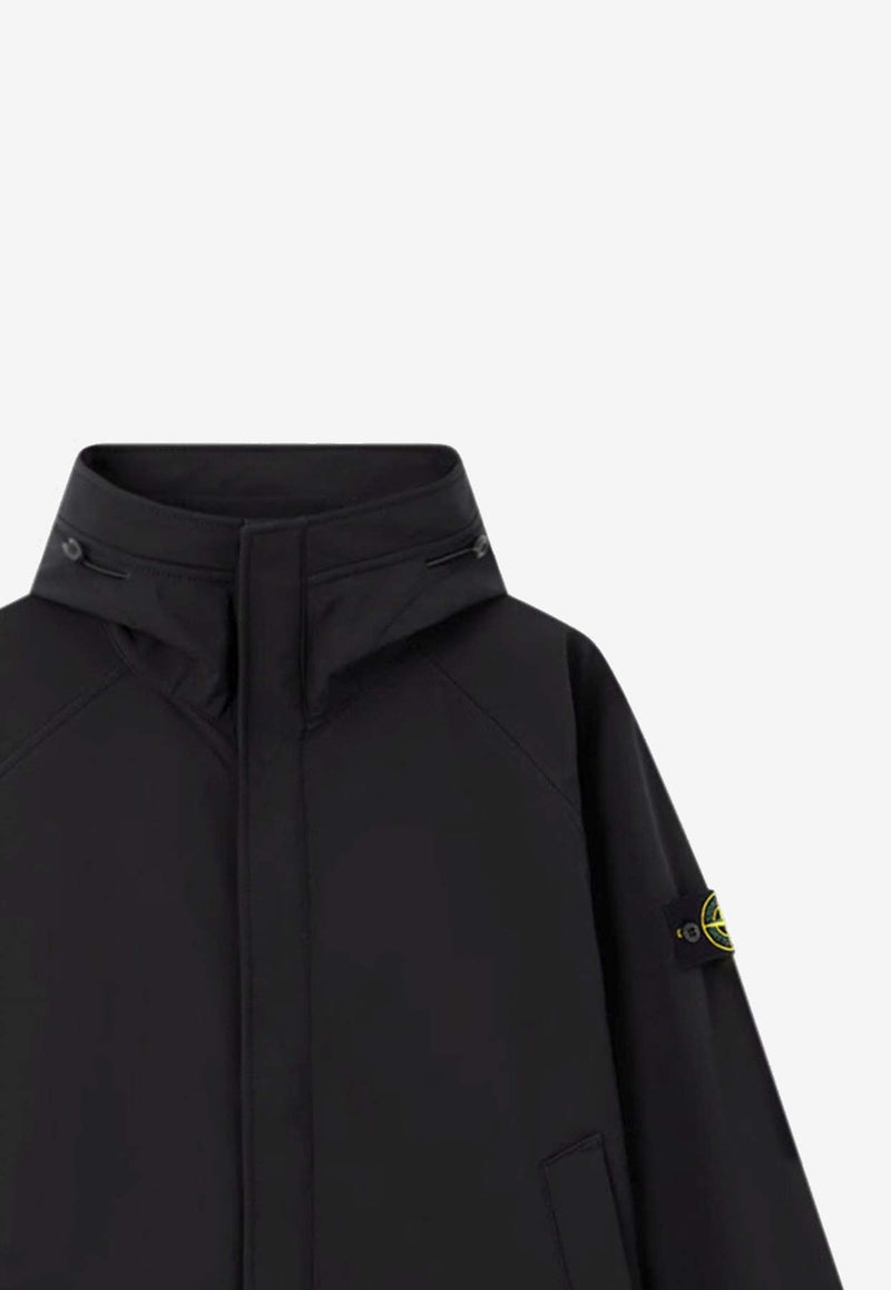 Stone Island Logo Patch Zip-Up Short Parka Black S15Q100010S0B22/R_STONE-V0029
