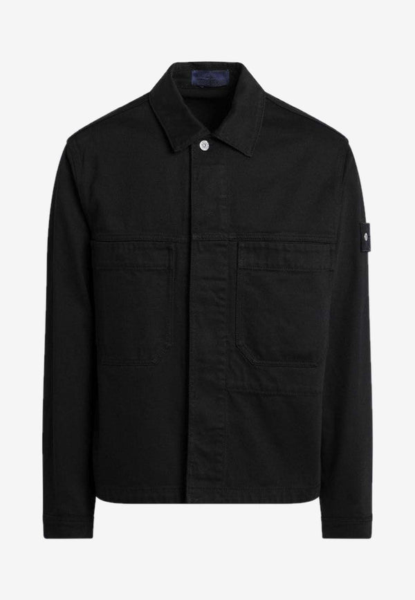Stone Island Logo Patch Buttoned Jacket Black S15Q100027S00J5/R_STONE-V0029