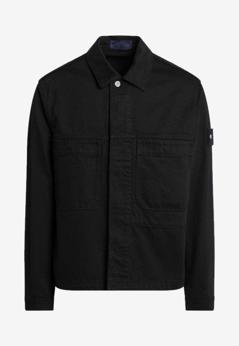 Stone Island Logo Patch Buttoned Jacket Black S15Q100027S00J5/R_STONE-V0029