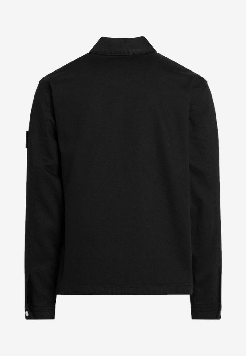 Stone Island Logo Patch Buttoned Jacket Black S15Q100027S00J5/R_STONE-V0029