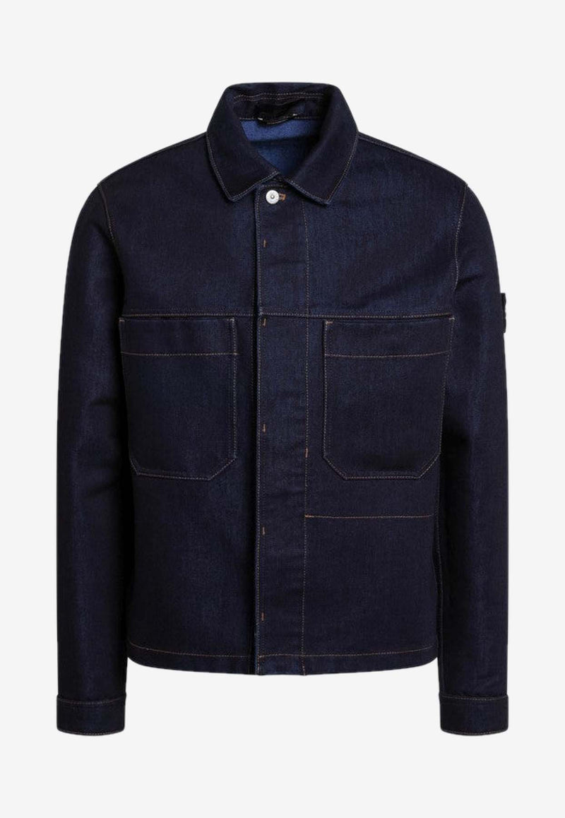 Stone Island Denim Buttoned Jacket  Blue S15Q100027S0J17/R_STONE-VJ201