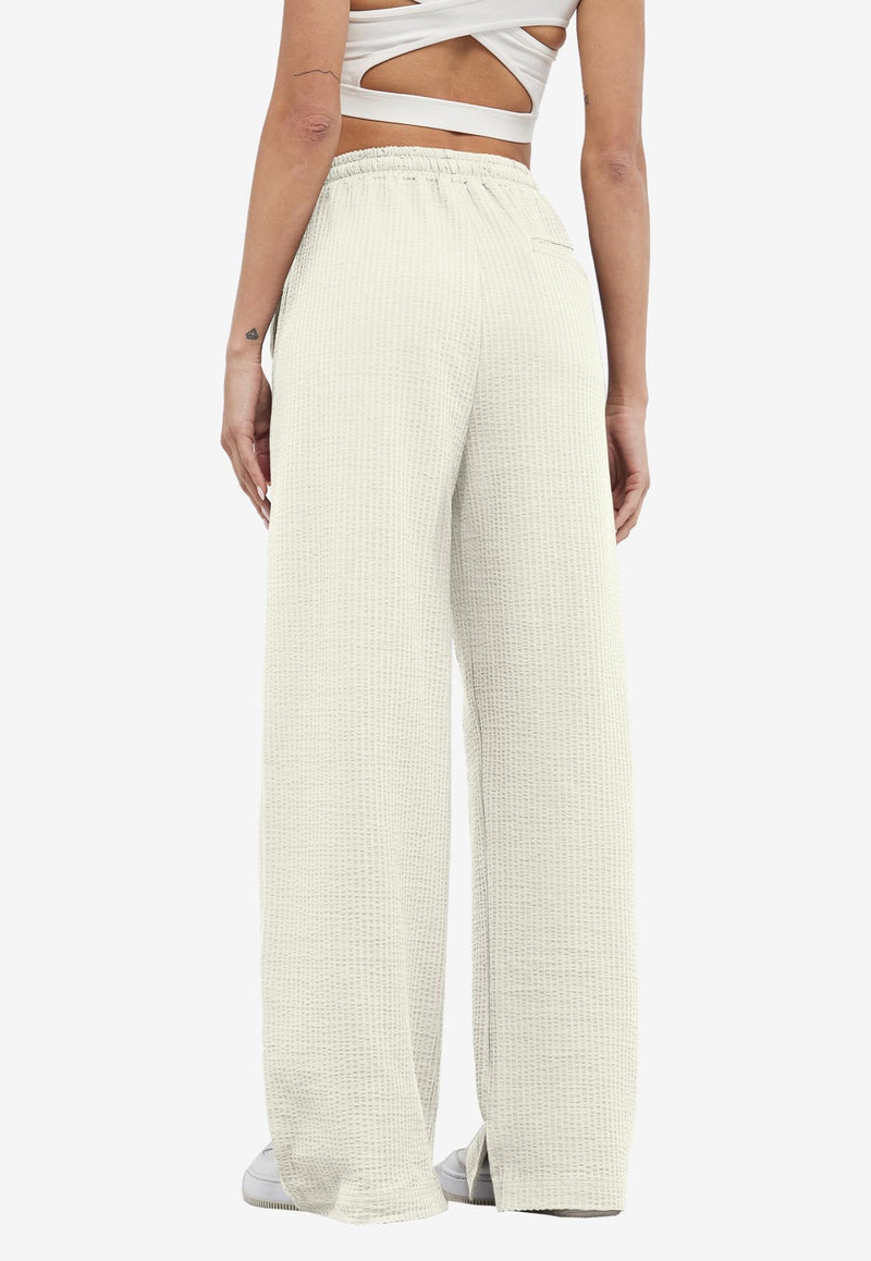 The Giving Movement Logo Patch Wide-Leg Track Pants Ivory S1762_IVORY