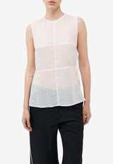 St. Agni Semi Sheer Patchwork Top S24-220SLTCREAM