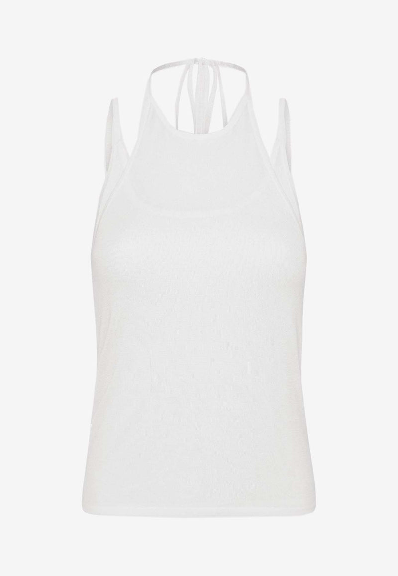 St. Agni Halterneck Layered Tank Top White S24-223WHTWHITE