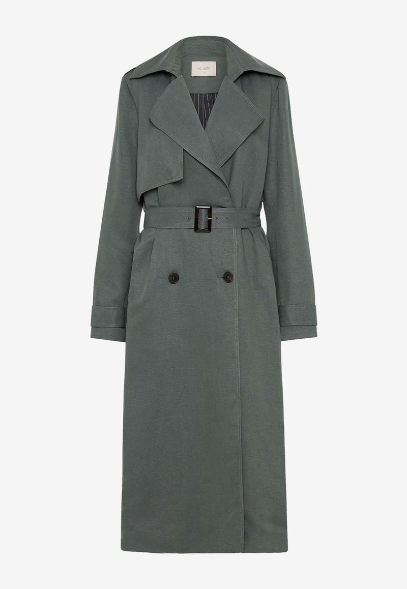 St. Agni Soft Tailored Trench Coat S24-308BGRGREEN