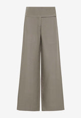 St. Agni Wide Waistband Wide-Leg Pants Khaki S24-501SOLOLIVE