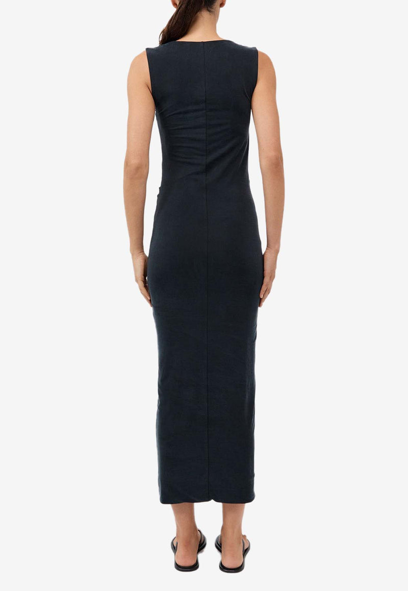 St. Agni Jersey Draped Midi Dress Black S24-921BLKBLACK