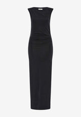 St. Agni Jersey Draped Midi Dress Black S24-921BLKBLACK