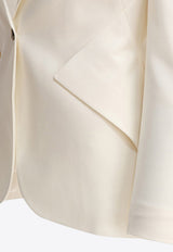 Alexander McQueen Single-Breasted Buttoned Jacket White 829907QJADK9025_81054