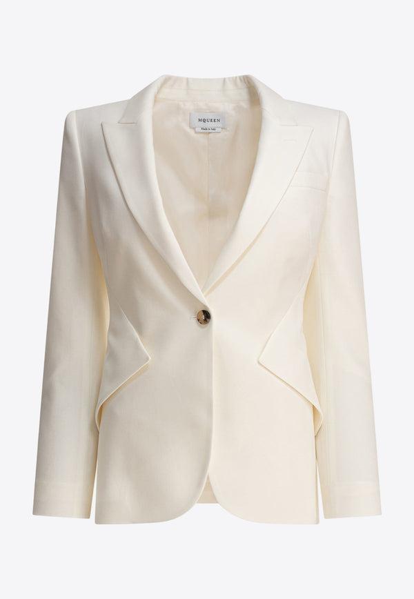 Alexander McQueen Single-Breasted Buttoned Jacket White 829907QJADK9025_81054