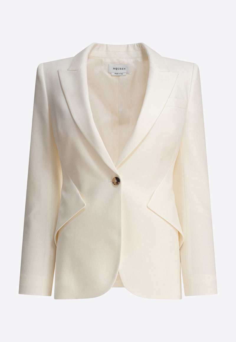 Alexander McQueen Single-Breasted Buttoned Jacket White 829907QJADK9025_81054