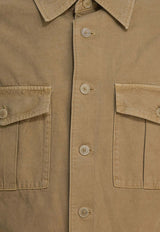 Auralee Logo-Embroidered Buttoned Shirt A25SS03FDDYED BEIGE_88aa6e50-ea87-4f1d-a9ae-f2d8f956f5d2