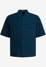 Auralee Logo-Embroidered Buttoned Shirt A25SS03FDDYED NAVY_8956b7cc-d5f3-473b-8f3e-b80f0df86af9