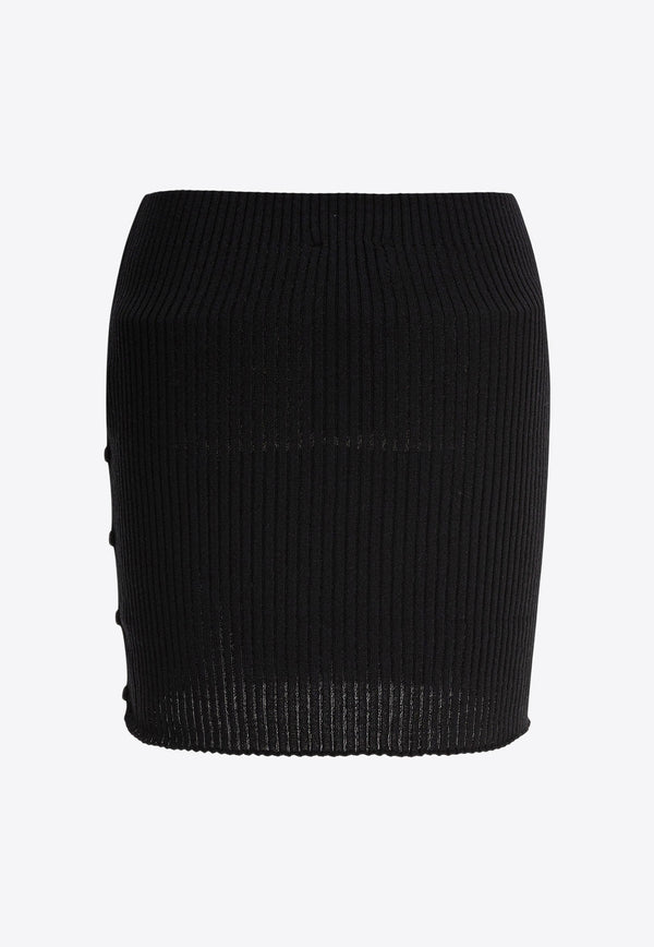 Courrèges Ribbed Knit Mini Skirt Black 225MJU255FI00499999_80112