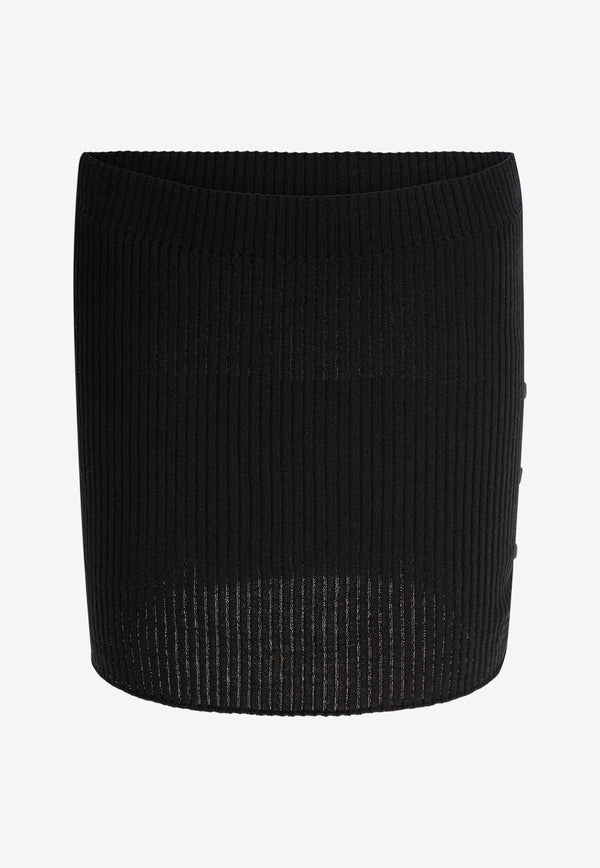 Courrèges Ribbed Knit Mini Skirt Black 225MJU255FI00499999_80112