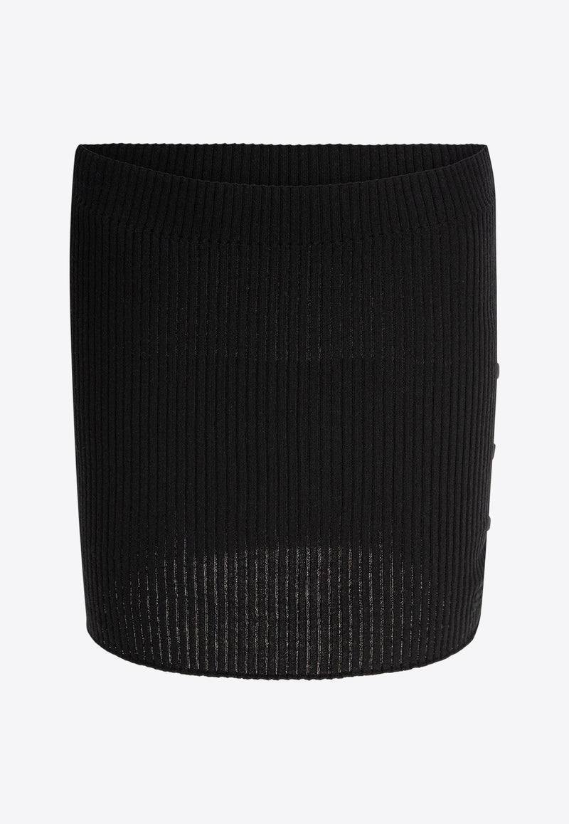 Courrèges Ribbed Knit Mini Skirt Black 225MJU255FI00499999_80112