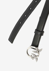 PINKO Love Birds Plaque Leather Belt Black 100143A0F1Z99O_76970