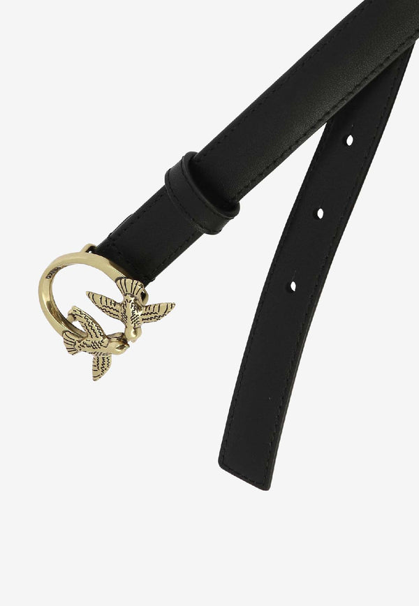 PINKO Love Birds Slim Leather Belt Black 100143A0F1Z99Q_77030