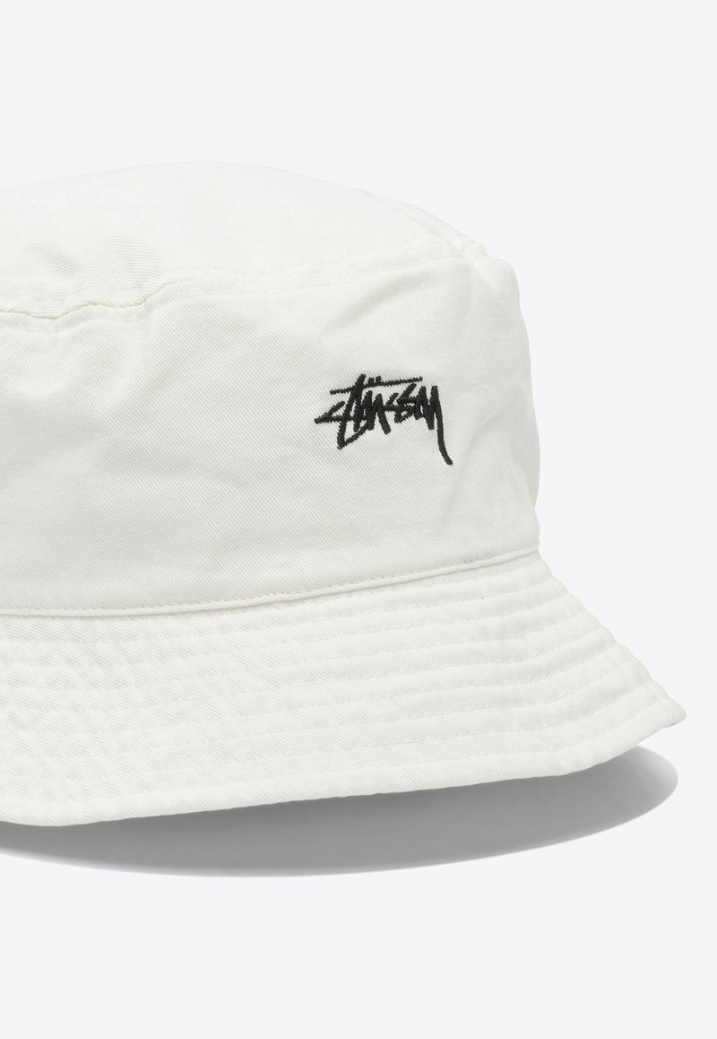 Stüssy Logo Embroidered Bucket Hat White 13210231002 NATURAL_81958
