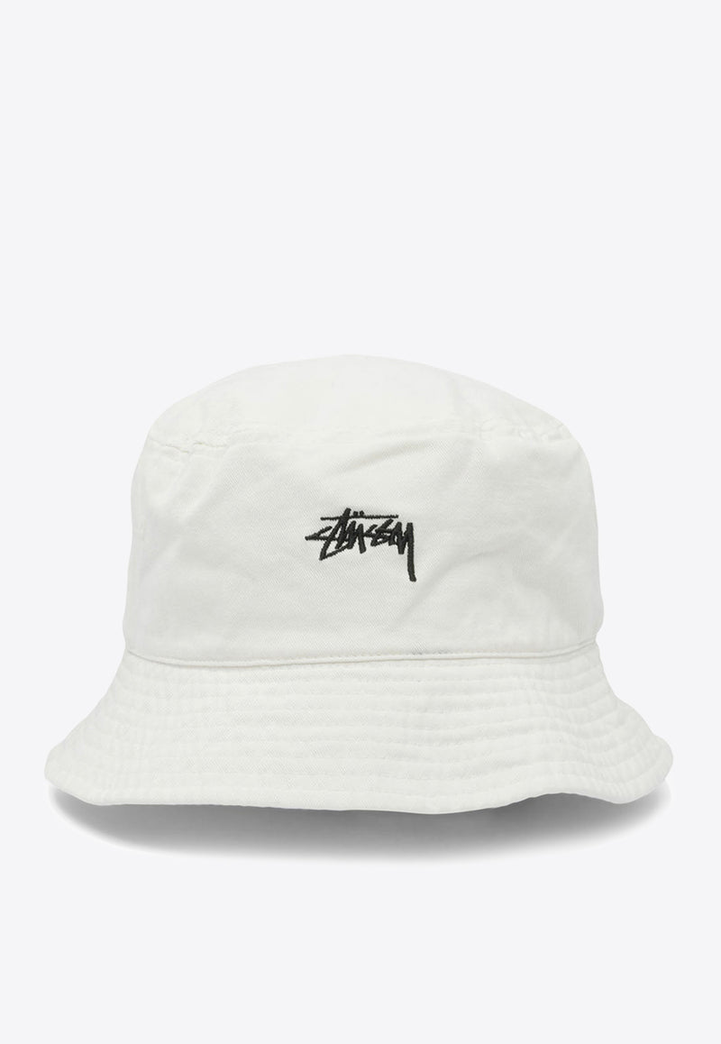 Stüssy Logo Embroidered Bucket Hat White 13210231002 NATURAL_81958