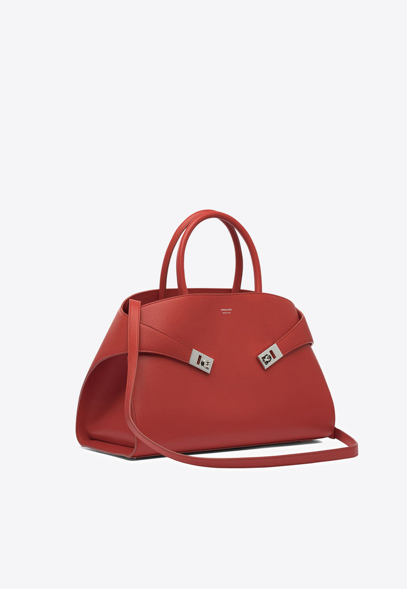 Ferragamo Large Hug Calfskin Top Handle Bag Red 0766592_6d6c5a59-af8d-4f14-a883-35bf175eb4b3