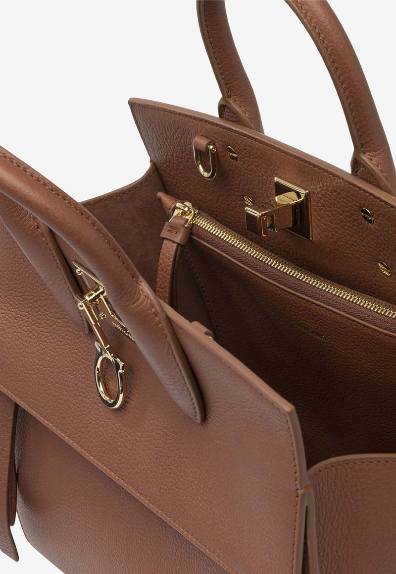 Ferragamo Medium Studio Grained Leather Tote Bag Brown 0774727_9d0bfd67-b4c3-4215-bb02-1324ce7fb4e2